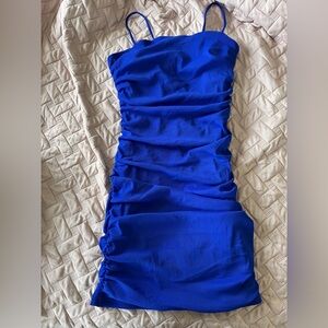 Lulus Ruched Mesh Mini Dress